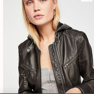 Free People Monroe Hooded Moto Jacket